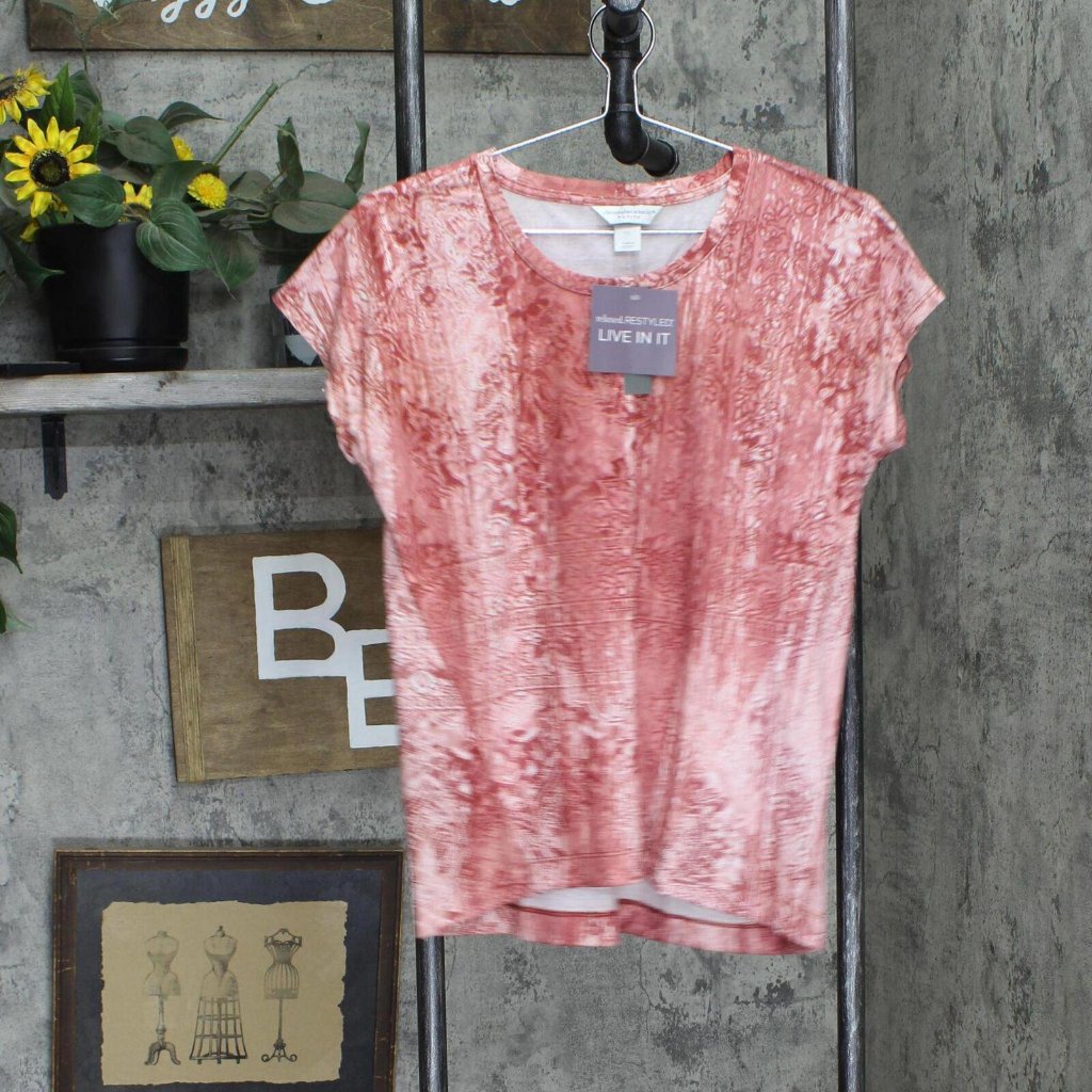 Nwt Christopher & Banks Petite Knit Short Sleeve T-Shirt Tee 1920 Ps Red Multi